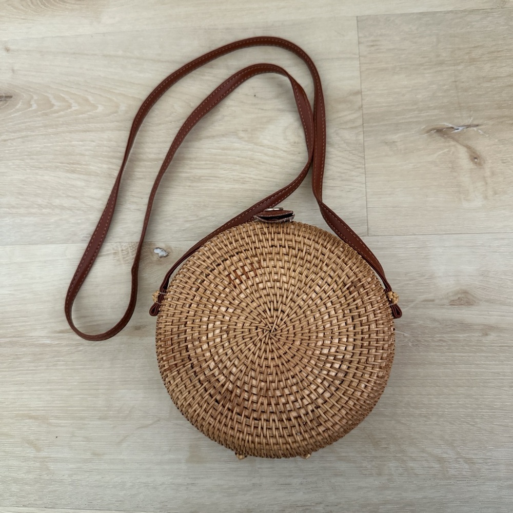 Brown Woven Crossbody Bag